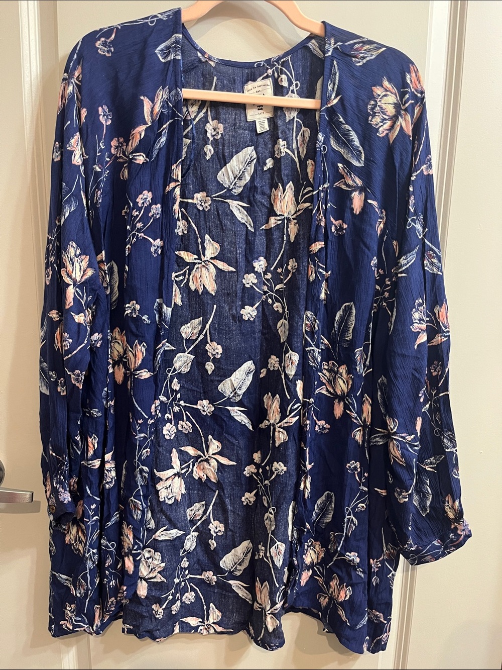 Billabong Navy Floral Open-Front Kimono